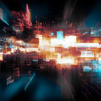 サイバースペースを構成する情報の光壁の写真