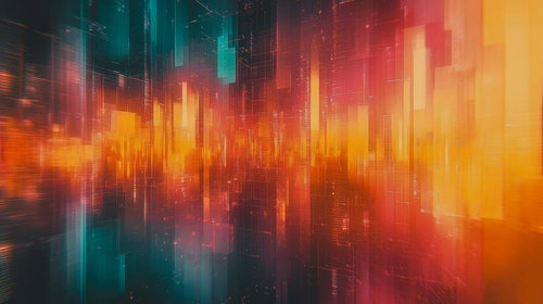 層状に重なる縦方向に伸びる光の帯