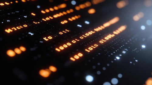 暗闇に浮かぶ電子回路基板のオレンジ色LED光点