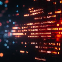 電脳感あるモニターと光のボケの写真