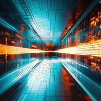 サイバー空間風の未来的通路の写真