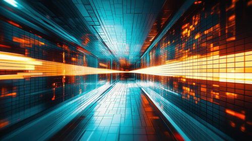 サイバー空間風の未来的通路