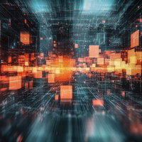 ネットワーク感ある仮想空間のデジタルグリッドの写真