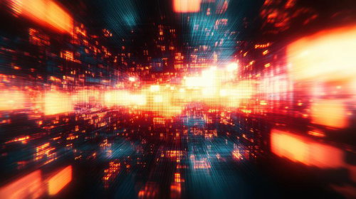 放射状に広がるデジタル空間の光