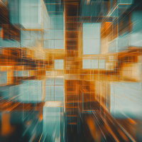 光と影が交わる立体キューブが描くデジタルワールドの写真