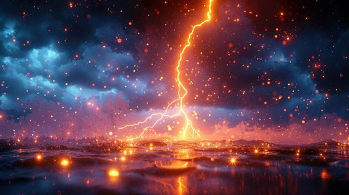 海に刻まれる雷の鼓動と闇を裂く閃光