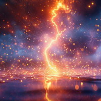 夜空を覆い尽くす無数の稲妻とエネルギー放出の写真