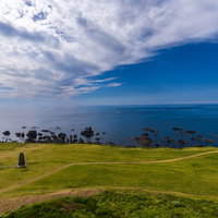 秋田県男鹿半島・入道崎と日本海の景観の写真
