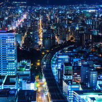 札幌の夜景を彩る高層ビルと街並み・夜間のシティビューの写真
