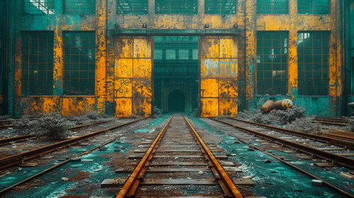 時間が刻んだ錆びついた線路と工場の遺構・廃止駅の産業遺跡