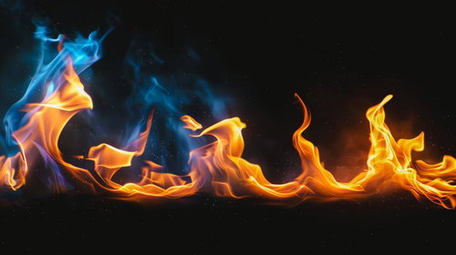 光と影の美しいコントラスト 青紫に輝く炎