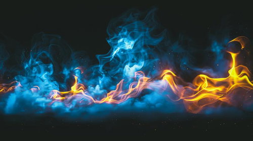 青と黄金色の炎が舞う光のダンス｜ゲームエフェクト
