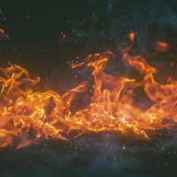 ダイナミックな炎と燃え盛る火のエネルギーが舞い散るの写真