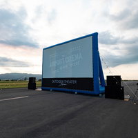 AIRPORT CINEMA in 美唄の滑走路に設置された巨大スクリーンの写真