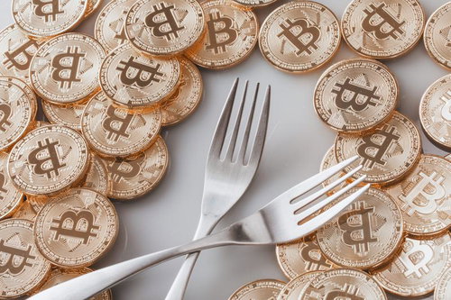 ビットコインとフォーク（ゴールド）