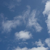青く晴れた空に浮かぶ白い積雲の風景の写真