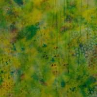 黄色と緑の絵の具で描かれた円形模様の抽象画テクスチャーの写真