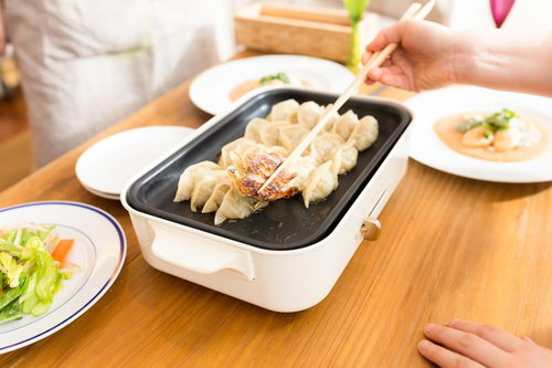 ホットプレートで焼くパリパリの焼き目がついた餃子