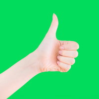 左手でいいね！（グリーンバック）の写真