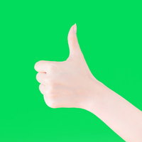 いいね！する手（グリーンバック）の写真