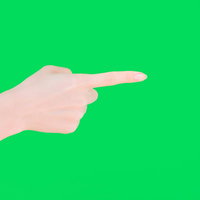横から右方向を指をさす手のジェスチャー（グリーンバック）の写真