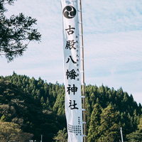 古殿八幡神社の例大祭に掲げられた神社のぼりの写真