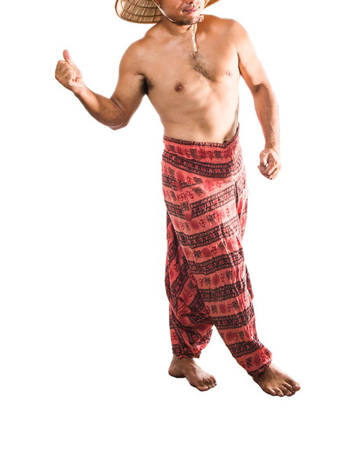 ベトナムノンラーをかぶり親指を立てるいいねポーズの男性