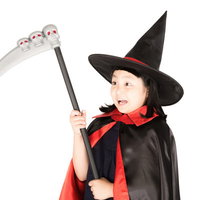 驚きあわてふためくちびっ子ハロウィン仮装姿の写真