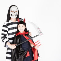 ハロウィンの衣装はヴィレヴァンで揃えました親子ペアの仮装の写真