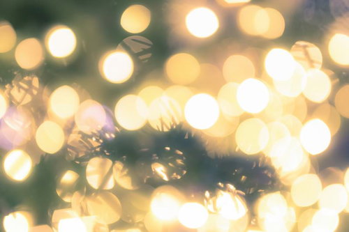 クリスマスツリーの前で光るイルミネーション