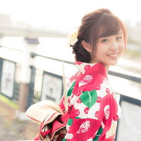 夕暮れキラキラ浴衣女子の写真