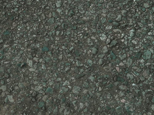 大小の砕石が敷き詰められた路面テクスチャ