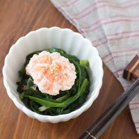 新感覚の歯ごたえ！大刀洗ねぎと「明太白和えお浸し」の写真