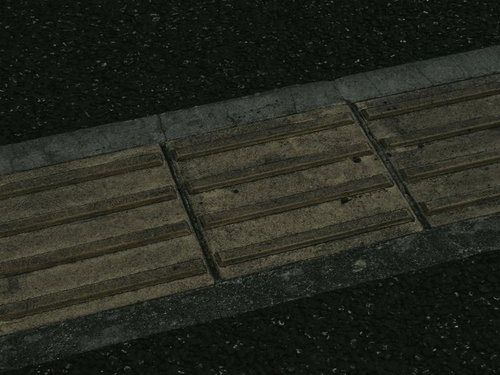 雨上がりの歩道に並ぶ点字ブロック