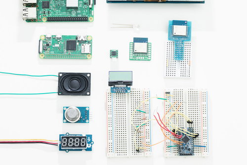 Raspberry Piと電子工作部品の配置