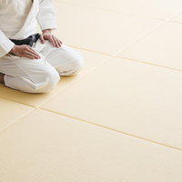 道場の畳の上で正座する柔道選手の写真