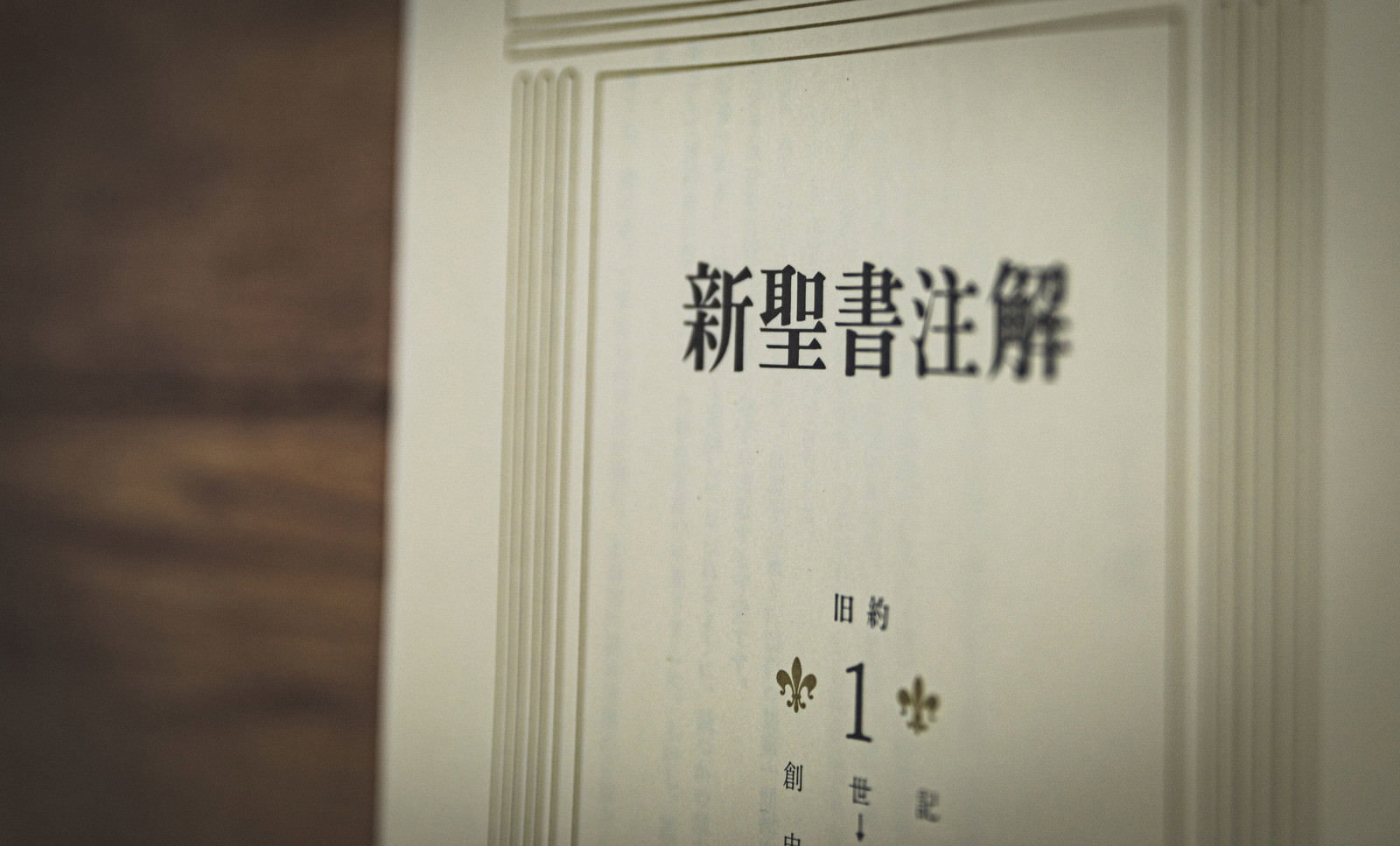 開かれた古い書物の新聖書注解のページ