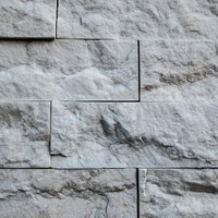 岩肌の質感を持つ白い石材タイル外壁の写真