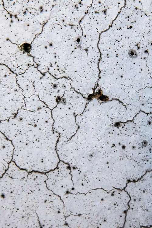 白いペイントが剥がれた老朽化でヒビが入る壁のテクスチャ