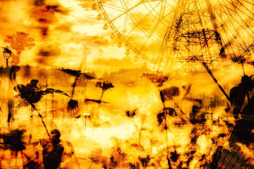 追憶と観覧車、ノスタルジックなフォトモンタージュ