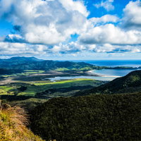アオテアの高台から望むニュージーランドのビーチの写真