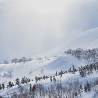 日が差し込む冬の乗鞍高原、北アルプスの積雪山々の写真