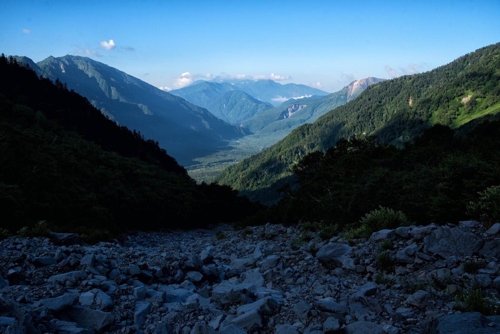 上高地・岳沢の登山道と重なる山並み