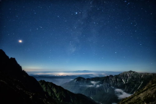 北アルプスから見る天の川
