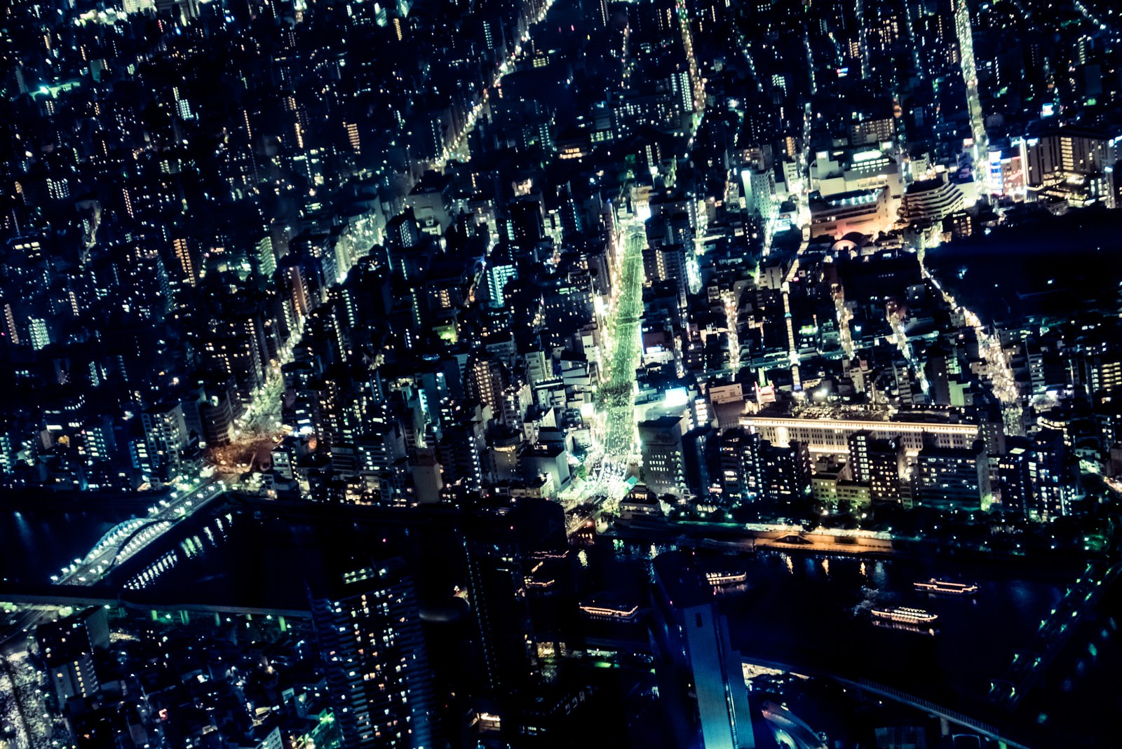 高所から俯瞰した夜の大都市の夜景