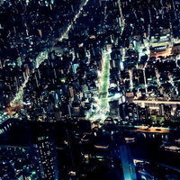 都市夜景観・高所から見た夜の大都市の写真
