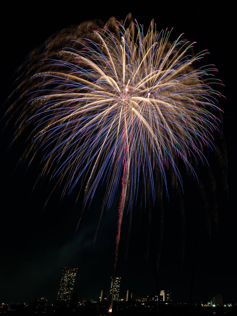夜空に炸裂する色鮮やかな打上げ花火