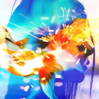 夏の思い出と記憶を花火で表現したフォトモンタージュの写真