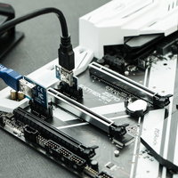 PCI Express x1スロットにx16ライザーカードを接続したGPUマイニング環境の写真