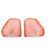 ひのしずく（苺）の断面を横から撮影した新鮮なイチゴの写真